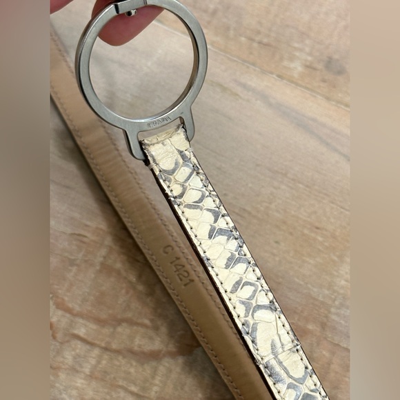 Vintage Prada metal hardware round loop snakeskin thin leather belt - Picture 14 of 17